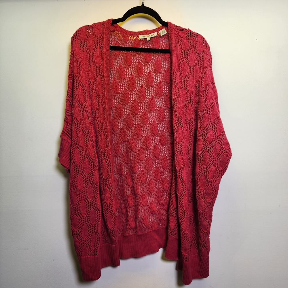 eight, eight, eight Open Knit Dolman Sleeve Cardigan Sweater XL 100% Cotton